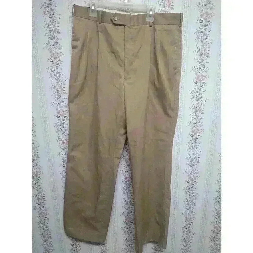 Vintage Austin Grey Khaki Pants Men Sz 34  Polyester Cotton Blend Made in Korea